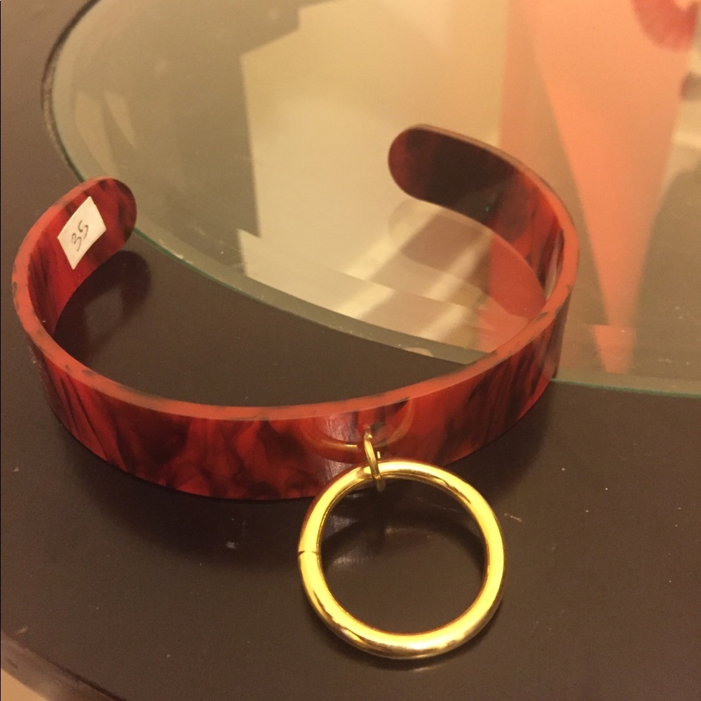 Red Marble Handmade Choker O-Ring Necklace